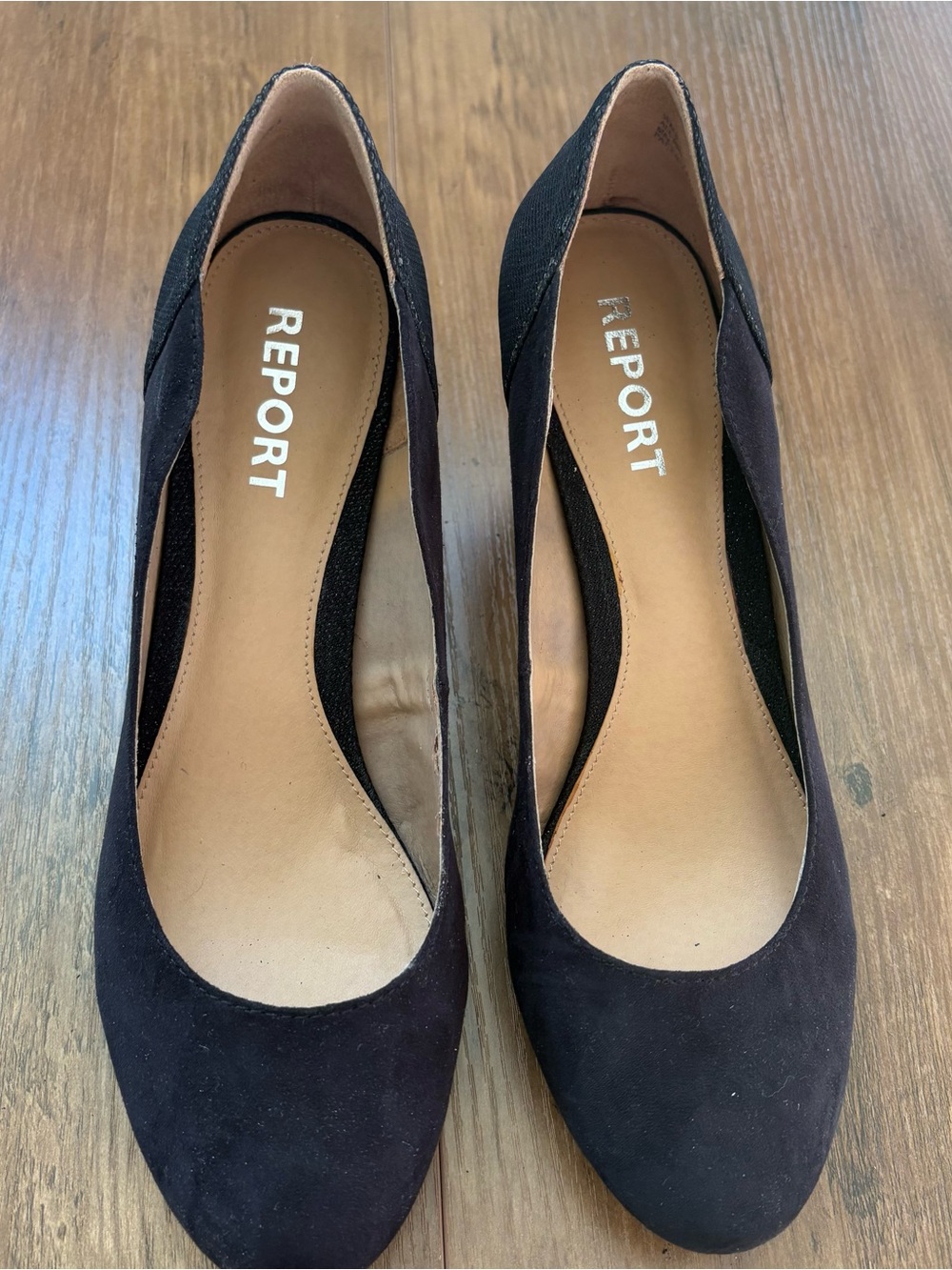 REPORT Women's Black Suede Round-Toe Heels. Size 11. INV25/564